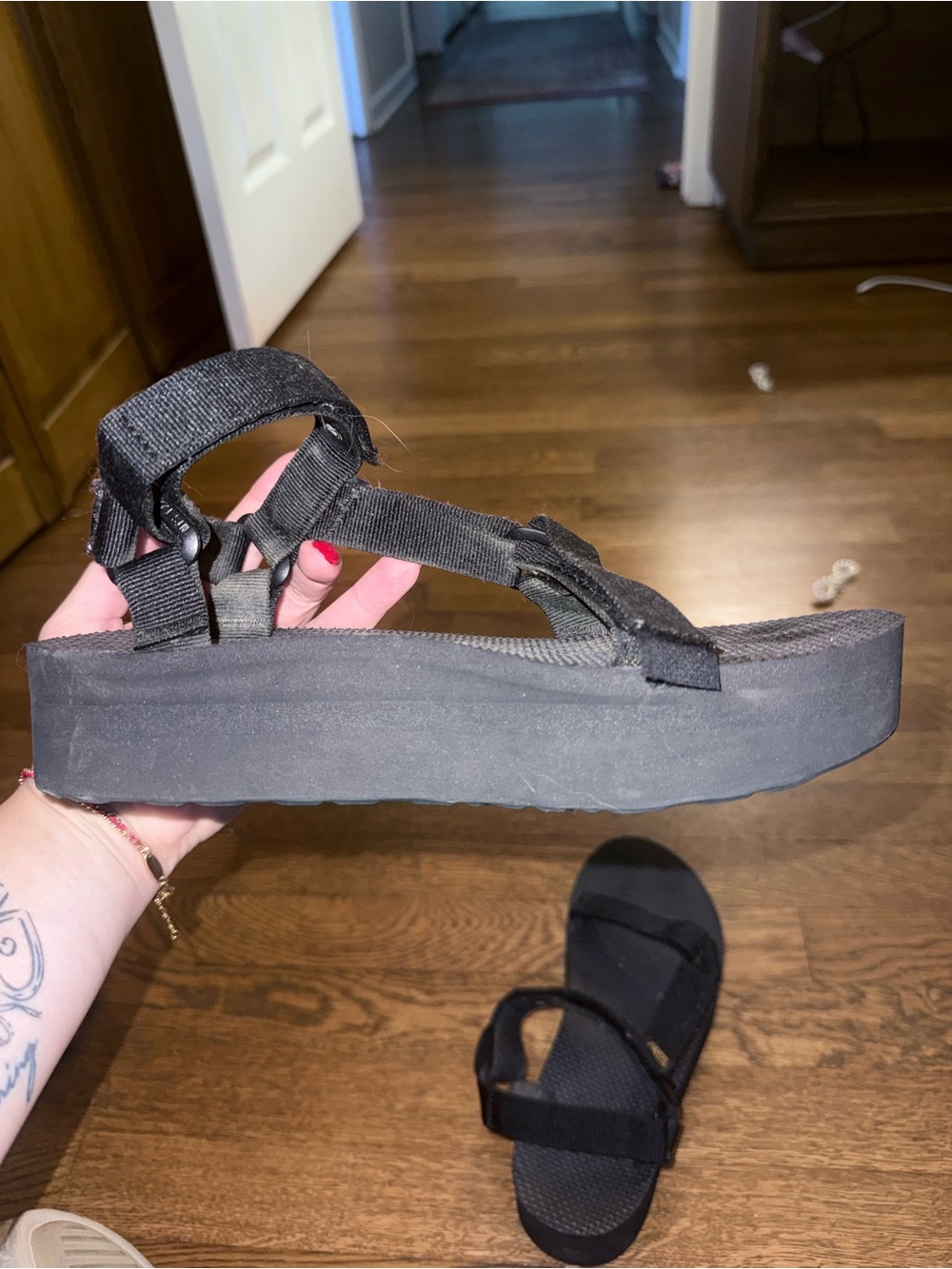Teva Black Strappy Platform Sandals